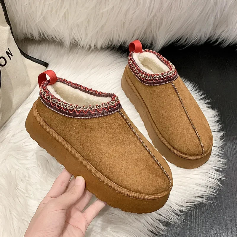 Women's Tazz Chestnut Winter Snow Boots – Cashmere, Warm, Thick Sole, Heel-Free