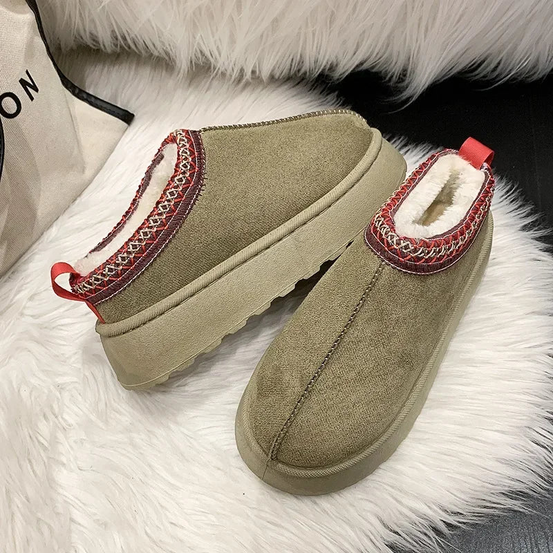 Women's Tazz Chestnut Winter Snow Boots – Cashmere, Warm, Thick Sole, Heel-Free