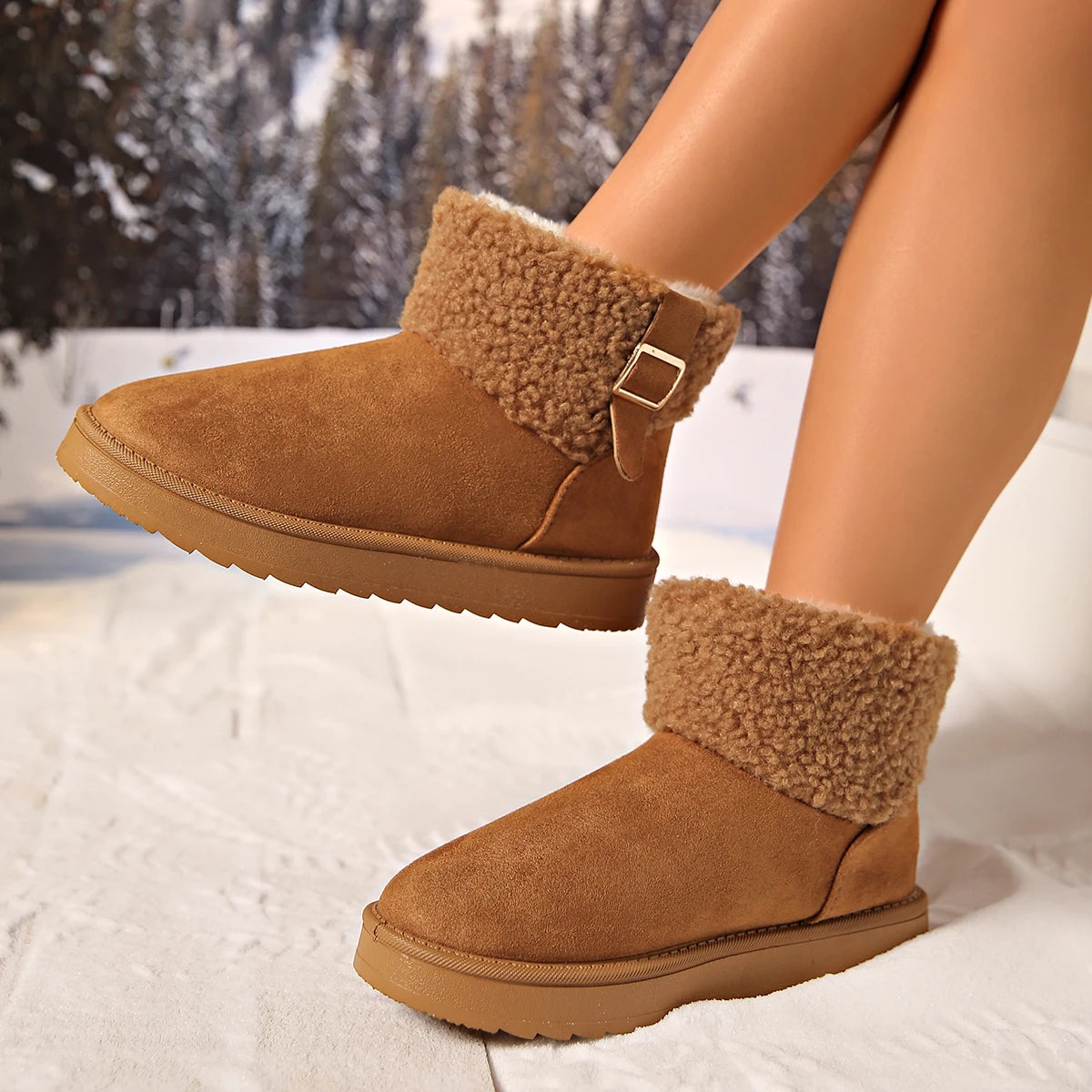 Classic Ultra Mini Maxi Curly  Brown Women’s Winter Ankle Boots – Faux Fur & Plush